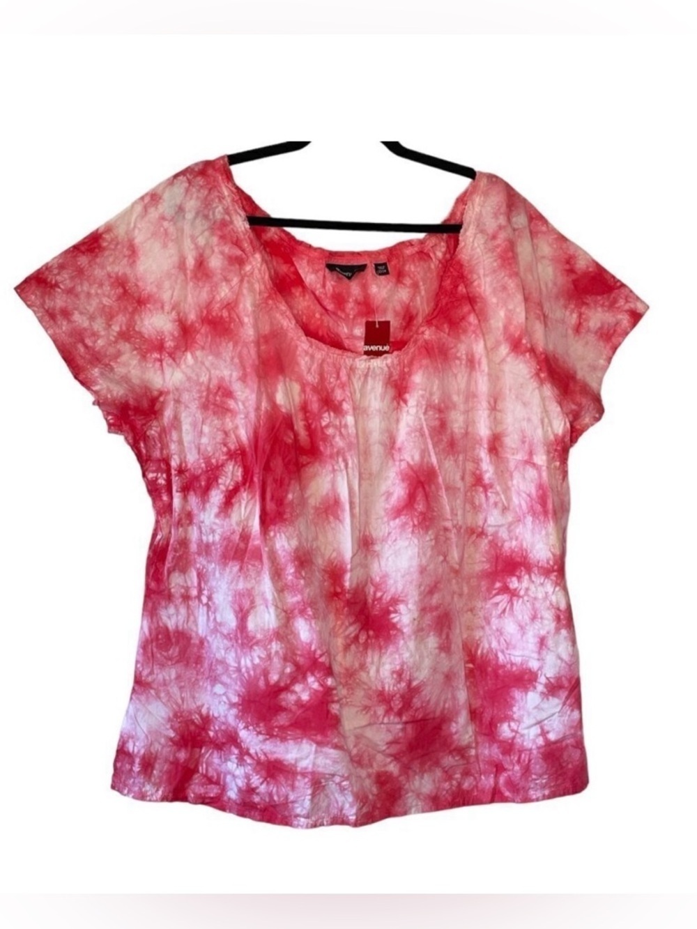 Avenue Tie Dye Cotton Top NEW with Elastic Scoop Neck and Cap Sleeves 22 / 24